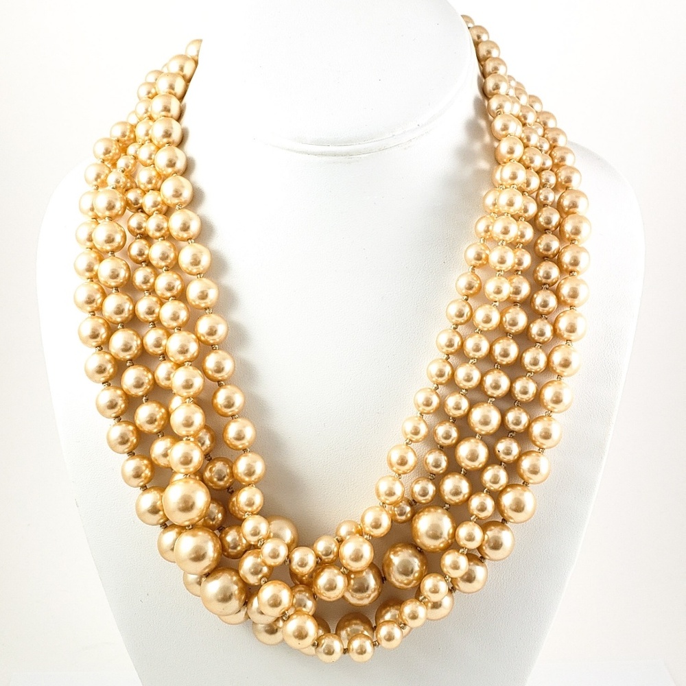 J. Crew Twisted Hammock Pearl Necklace Champagne - Picture 7 of 8